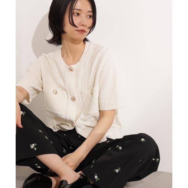 未使用品 NOBLE ゴールドボタンニットカーディガン　ブラック ELENI/エルニ フロウゴールドボタンニット（カーディガン/ボレロ