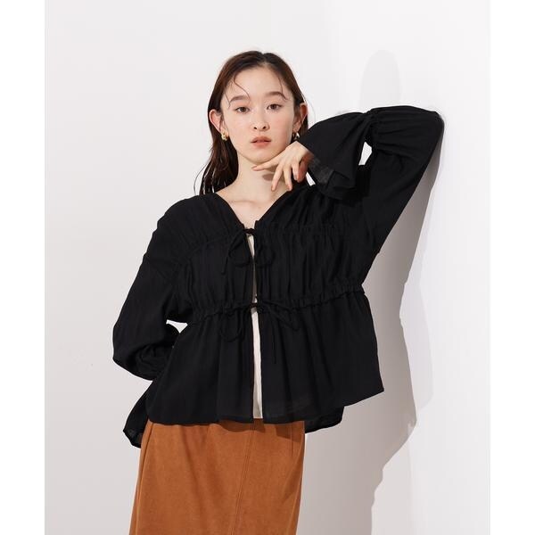 超美品☆メゾンスペシャル　マルチファブリックシャーリングリボンブラウス 楊柳シャーリングリボンブラウス | エヌ ナチュラルビューティー