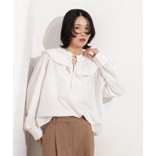 ダブルフリルネックブラウス