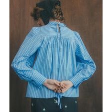 バックリボンストライプブラウス