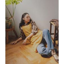 透かし編みニットキャミワンピース