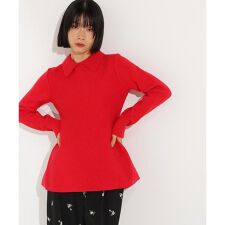 襟付きペプラムニット