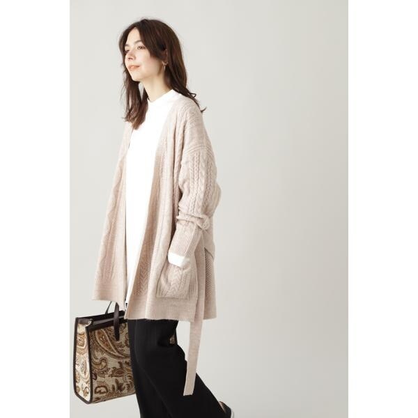 N.ナチュラルビューティーベーシック トッパー カーディガン 無地 シンプル ケーブルニットトッパーカーディガン | エヌ ナチュラルビューティー