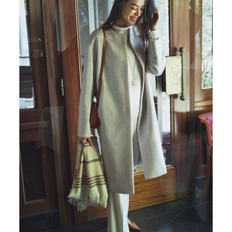 マガジン掲載】ウールアンゴラビーバー ノーカラーコート（番号L26  