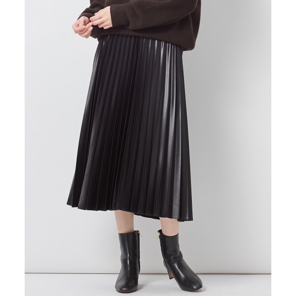 美品 【中村アンさん着用】23区 サテン プリーツ レザー ライク スカート 美品 【中村アンさん着用】23区 サテン プリーツ レザー ライク
