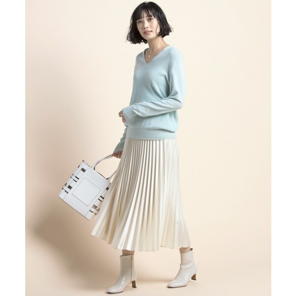 中村アンさん着用】サテンプリーツレザーライク スカート（番号