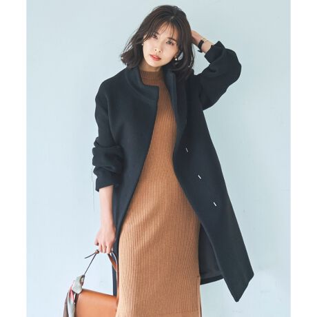 中村アンさん着用】ダブルクロスベロアスタンドカラー コート（番号  