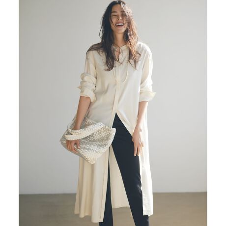 洗える】レーヨンソフトツイル ロングシャツ ドレス | 23区(23KU 