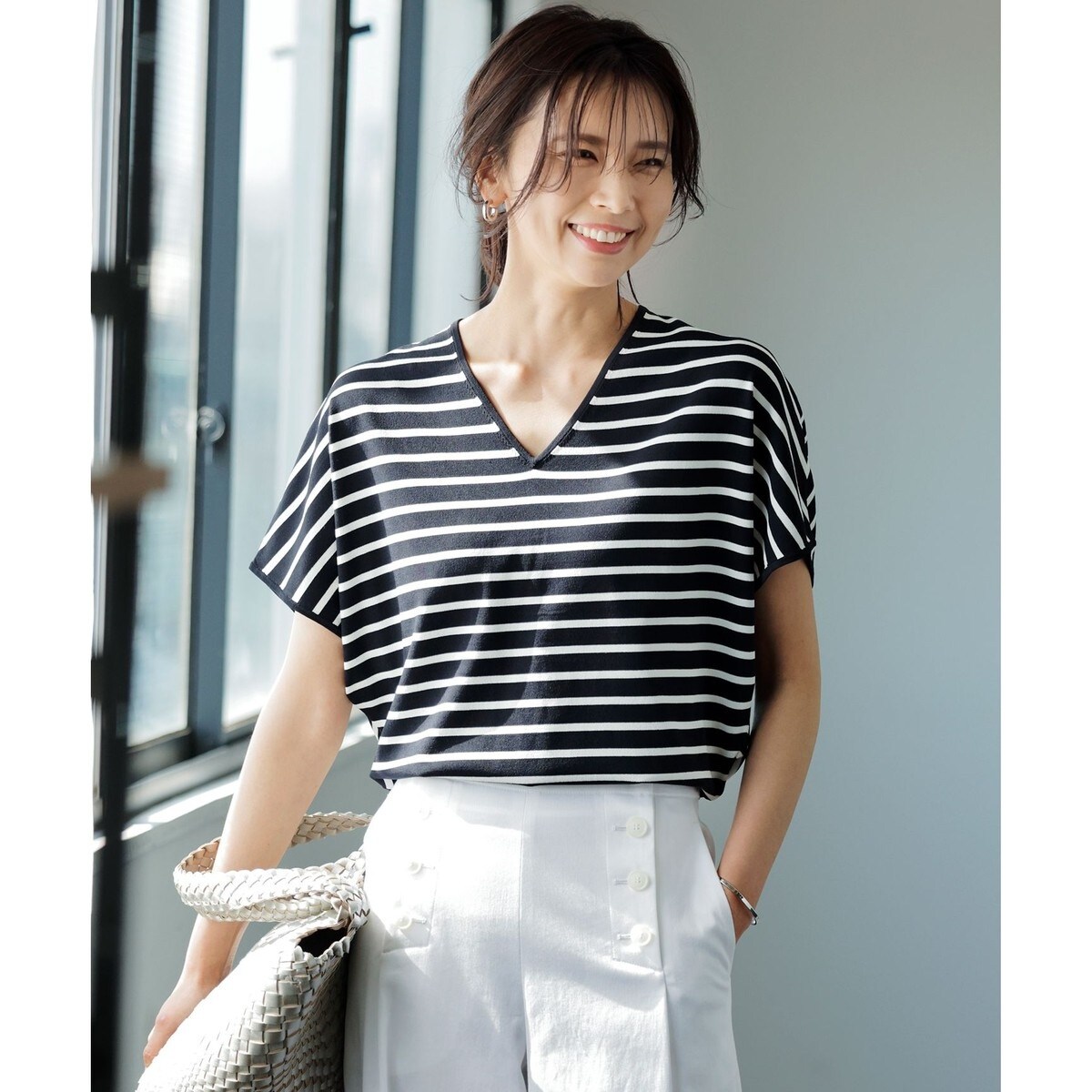 洗える】レーヨンポリエステルストレッチ フレンチスリーブ