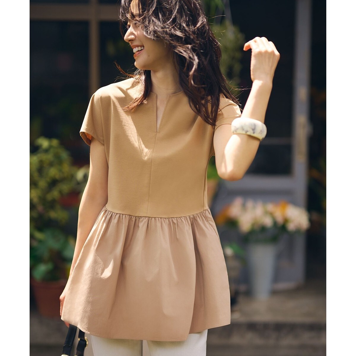 美品 23区 大きいサイズ 44 ソフトコンパクトポンチ ペプラム カットソー cb002-50883-03b.jpg?basethum=225