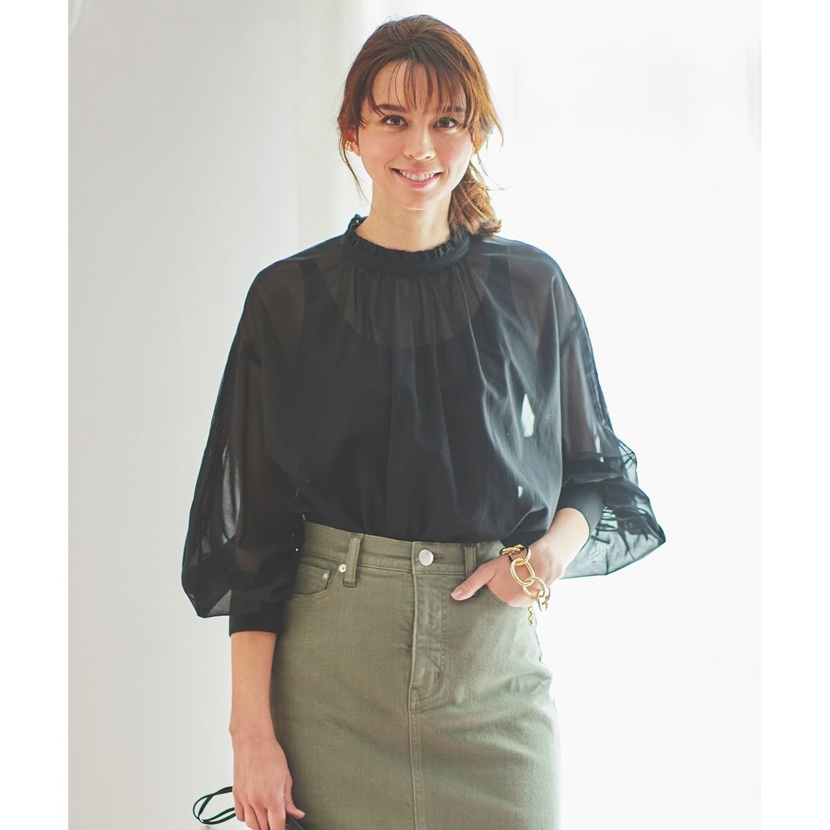 MORE掲載】シアーコットンボイル フリル ブラウス | 23区(23KU