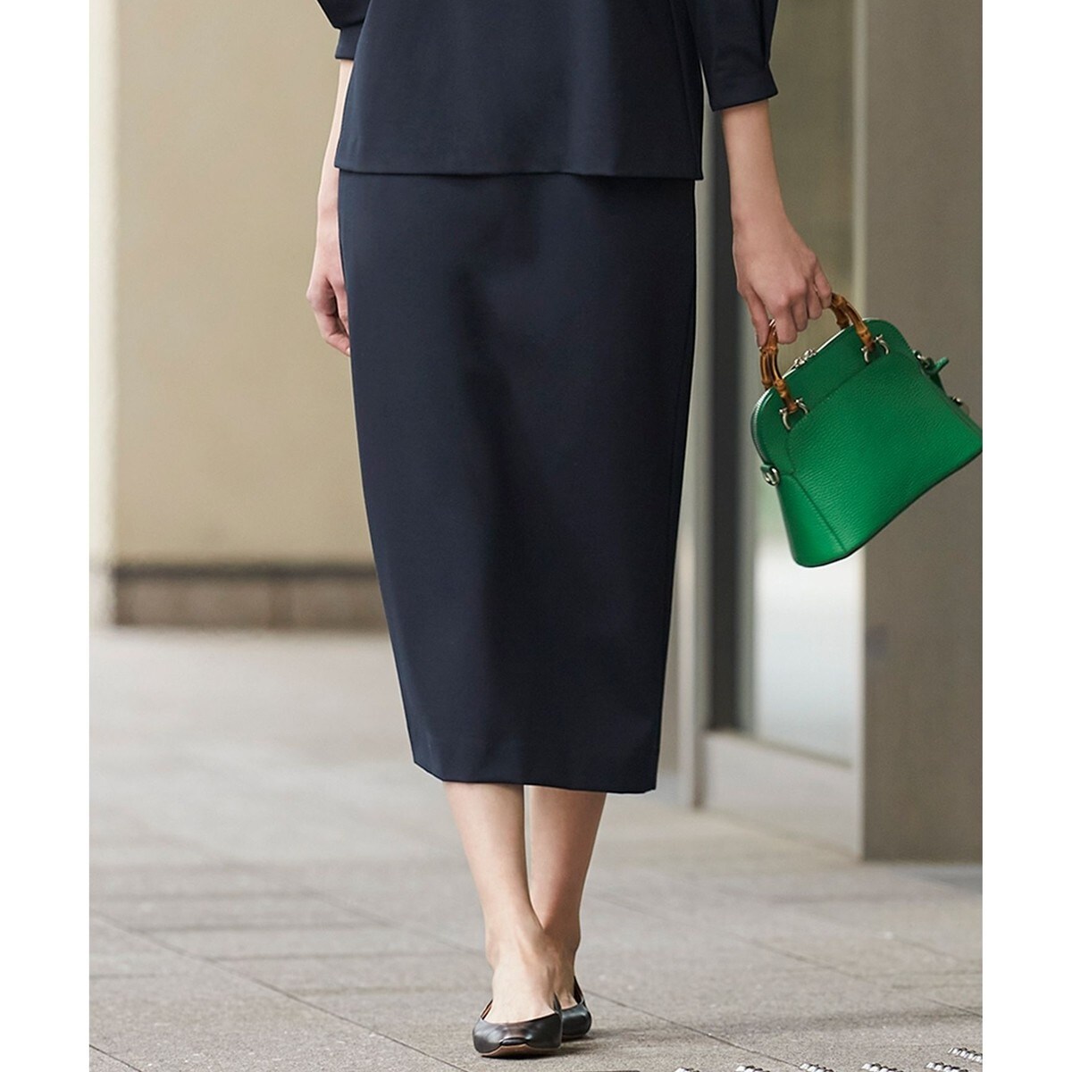 B6607□新品□23区 ジャージー セミAラインスカート 50 大きい