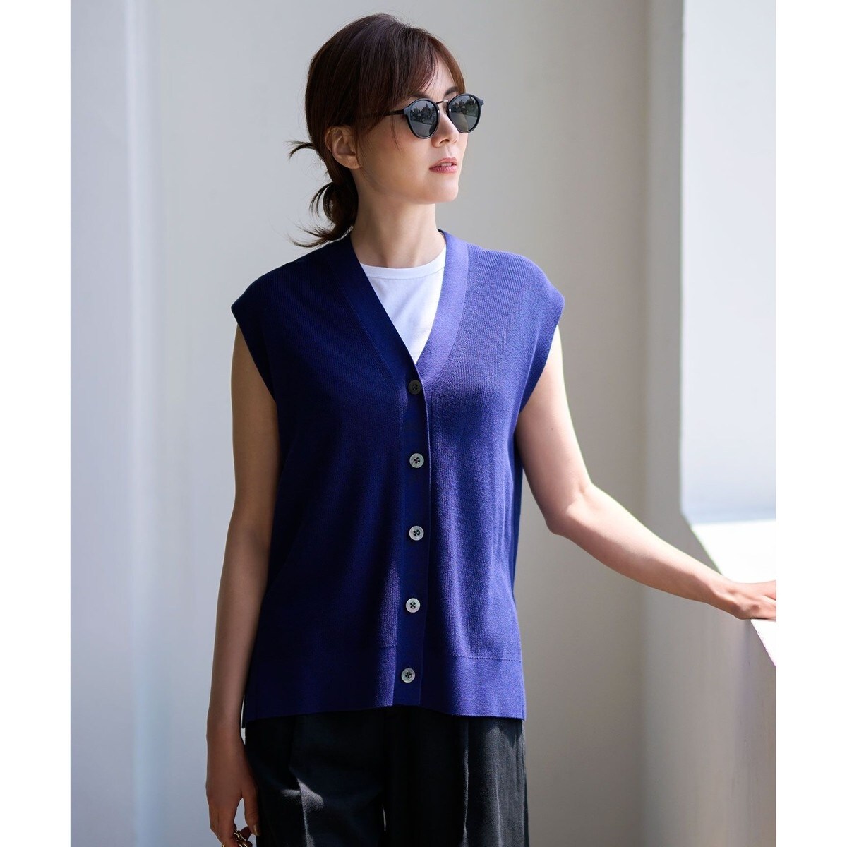 【新品未使用】 23区　 洗える 25SSモデル コットンアセテート ニット 洗える】コットンアセテート オーバーサイズ ニット / 23区