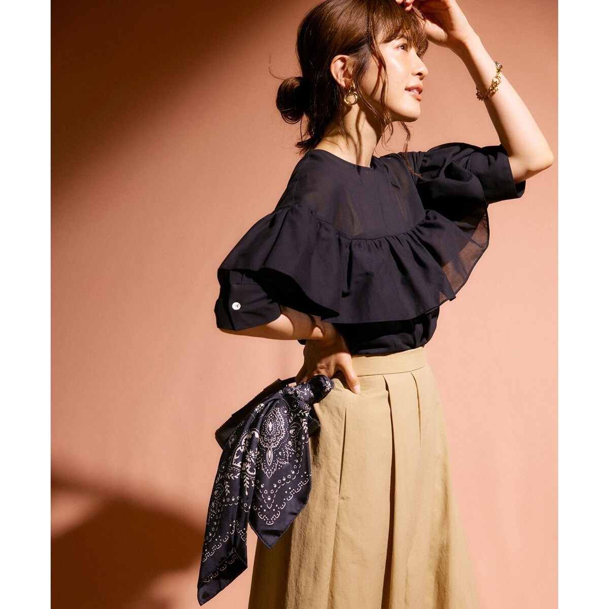23区 22ss 完売品　WEB限定 コットンシフォンフリルブラウス WEB限定】コットンシフォン フリル ブラウス | 23区(23KU