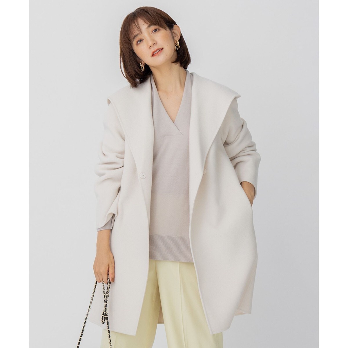 新品 23区 ウールリバー フード付き ミドル丈コートダークブラウン サイズ38 ウールリバー フード付き ミドル丈コート | 23区(23KU) | マルイウェブ