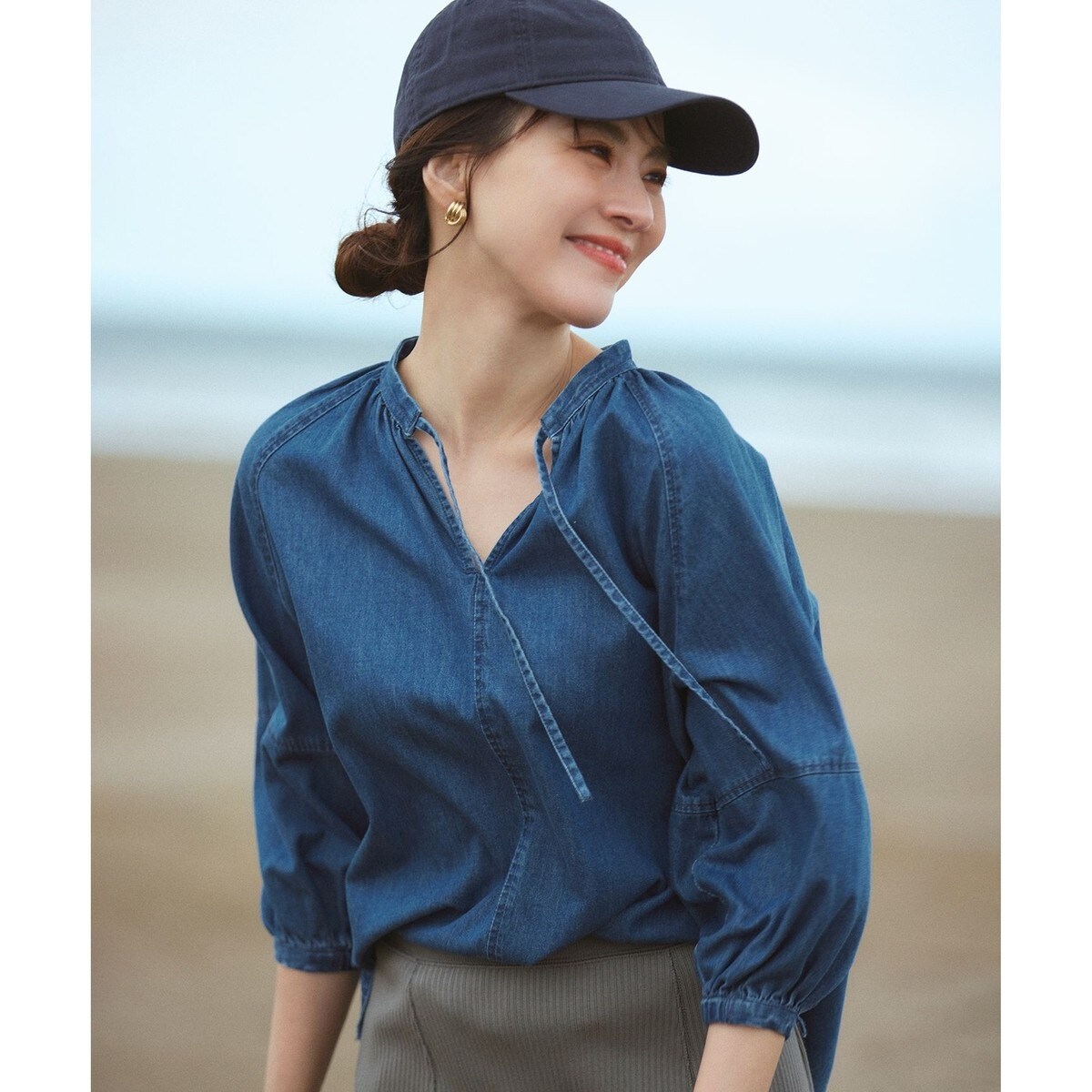 洗える】23区DENIM ライトダンガリー スキッパー ブラウス | 23区(23KU