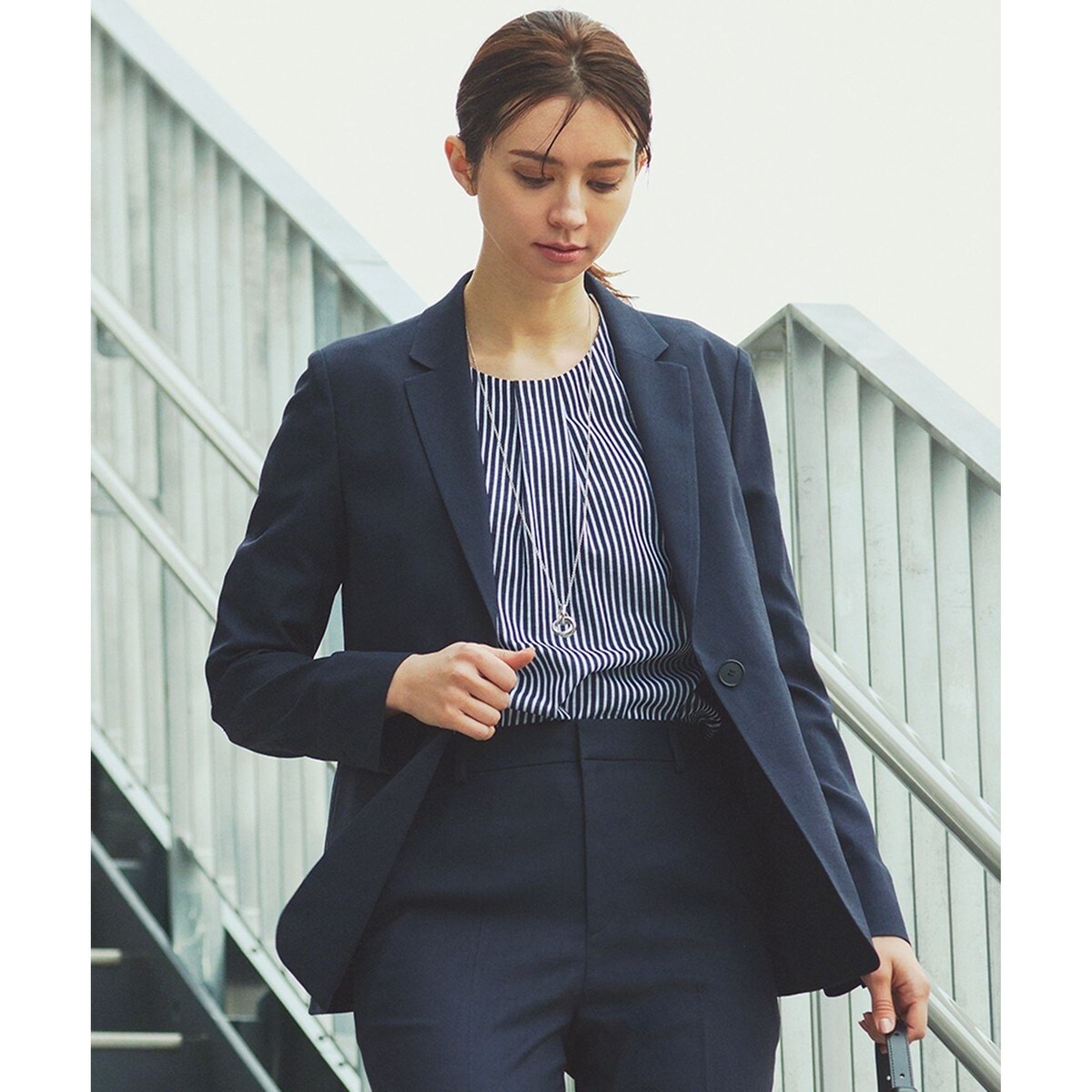 23区 Lサイズ アイアスマットストレッチテーラードジャケット 洗えるジャケット セットアップ対応/洗える】アイアスマットストレッチ テーラード