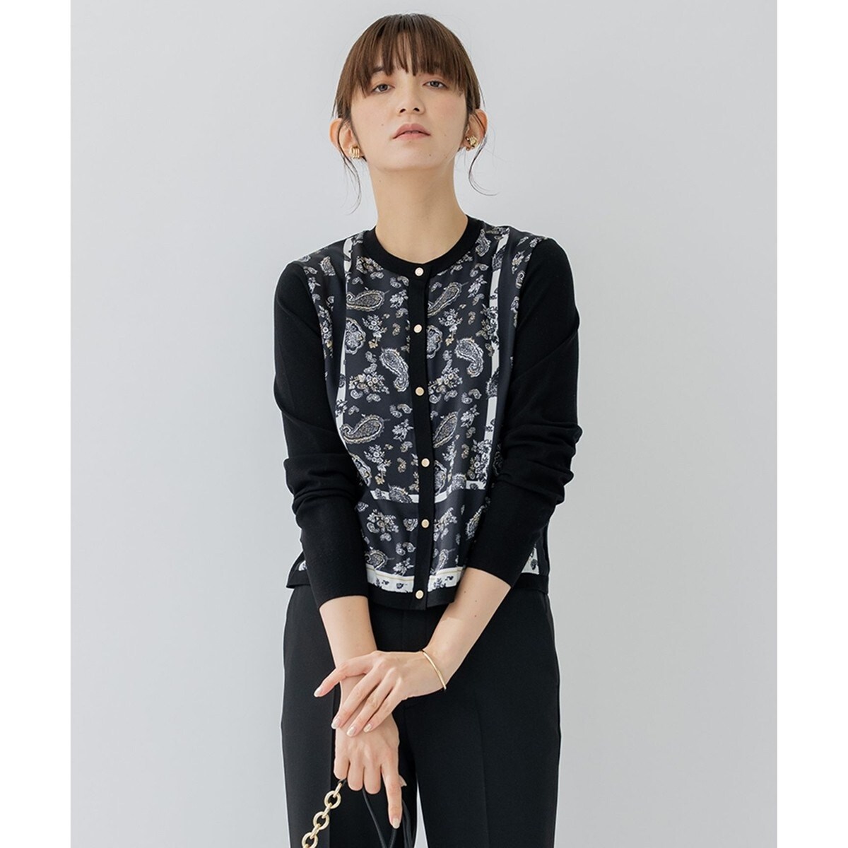 23区　スカーフパネルプリント カーディガン　38 23区 スカーフパネルプリント カーディガン 38