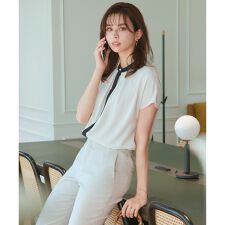 洗える】バックサテンアムンゼン パールボタン ブラウス | 23区(23KU 