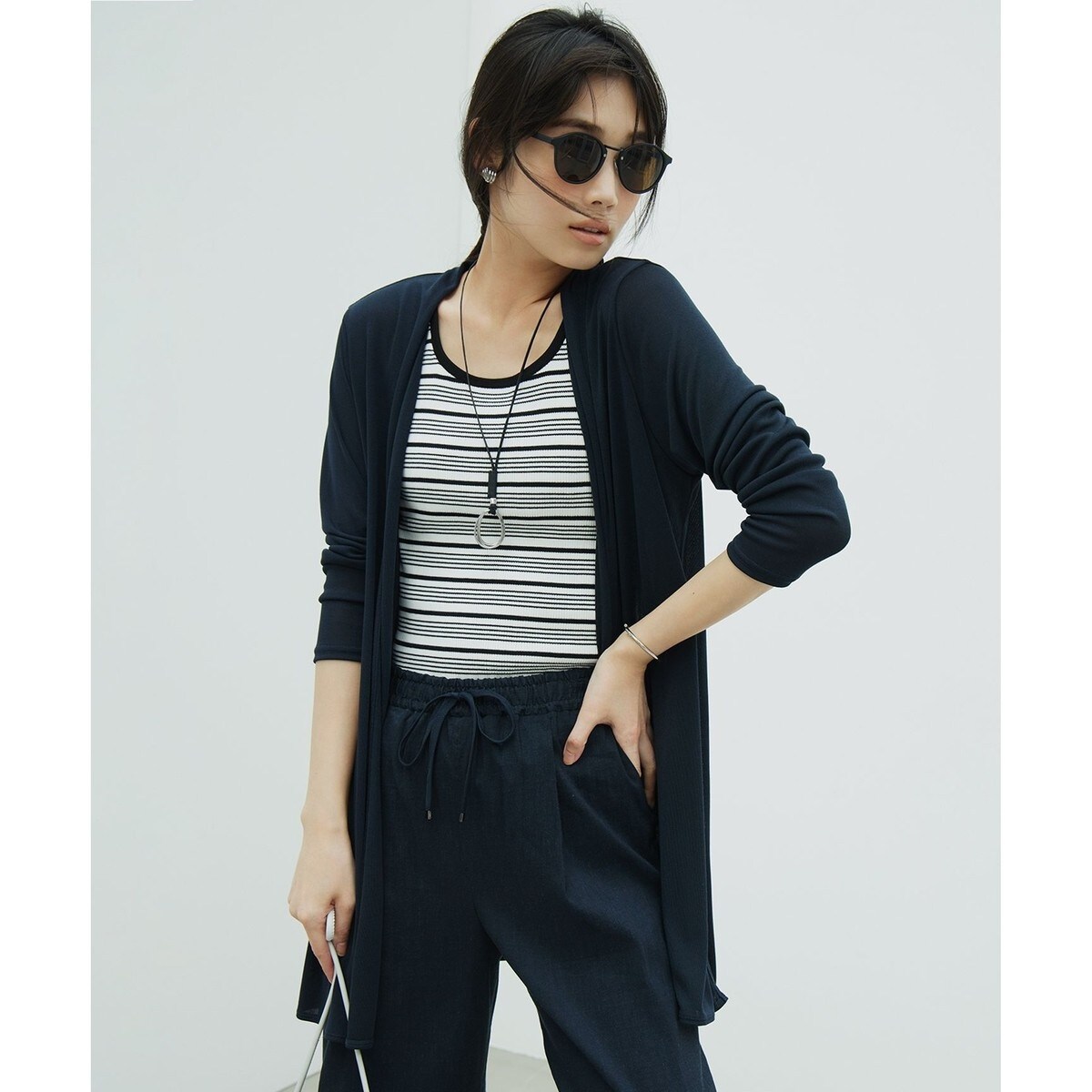 ★新品タグ付き★[接触冷感・UVケア]♥anysis♥ニットフーディカーディガン 接触冷感・UVケア】ニットフーディー カーディガン / ANY SIS