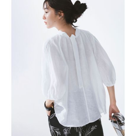 洗える】LIBECO ボウタイ ボリュームスリーブ ブラウス | 23区(23KU 