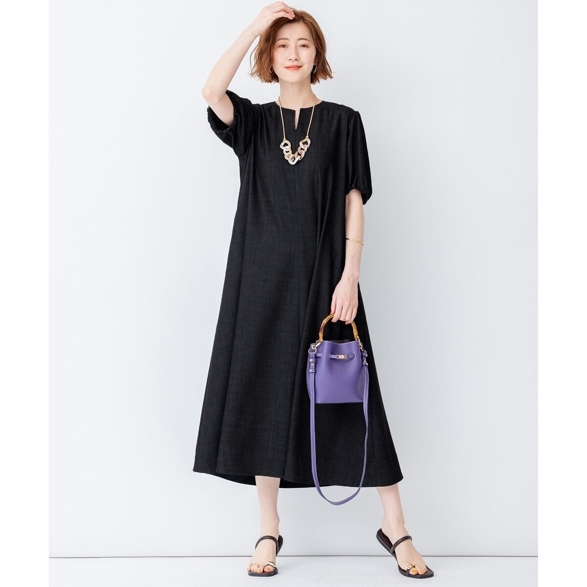 【24SS】23区 3XL デニムライクシャンブレー ワンピース　完売品 洗える】デニムライクシャンブレー ワンピース / 23区
