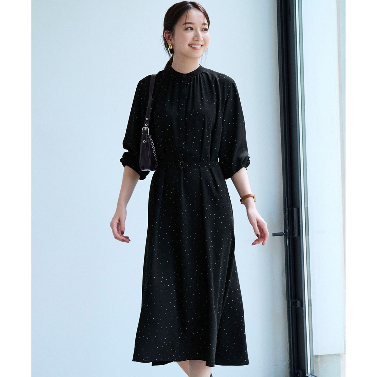 23区✨24SS バックサテンアムンゼン タイプリント ワンピース マキシ丈