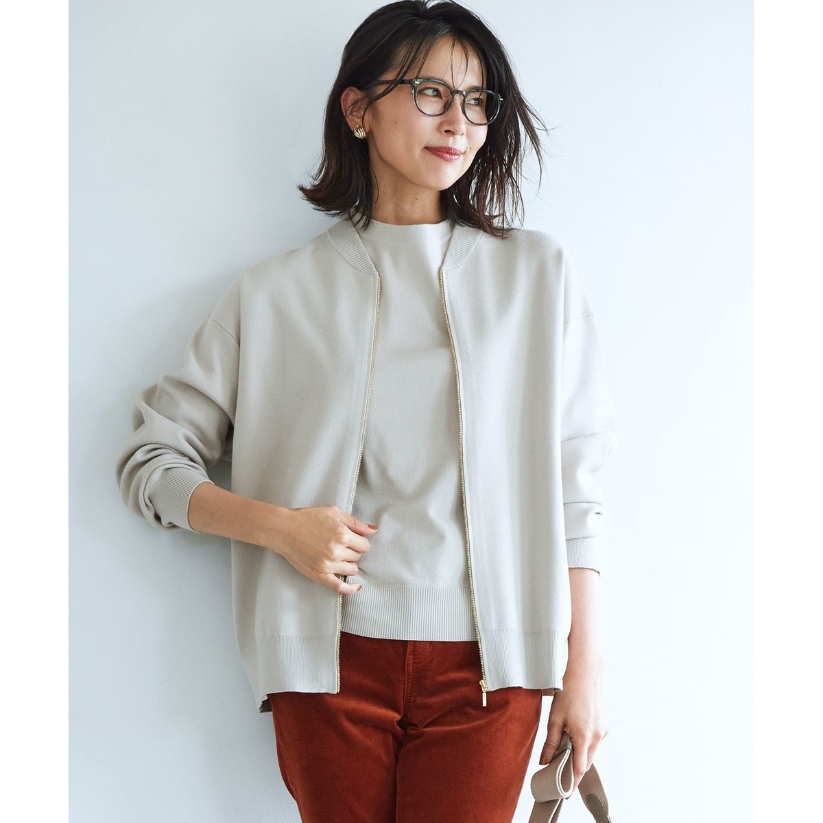 洗える/セットアップ対応】ヴィスコースストレッチ ニットブルゾン