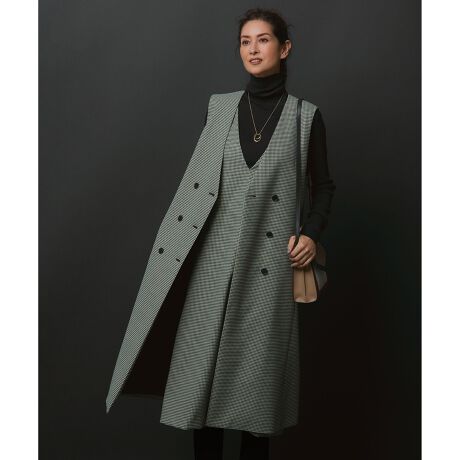 23区杏さん着用 ガンクラブチェック ロング ジレサイズ46 