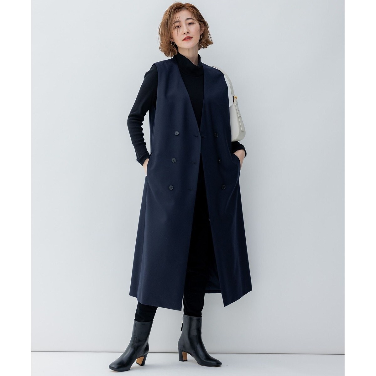 ウーステッドウールツイル ロング ジレ | 23区(23KU) | マルイウェブ