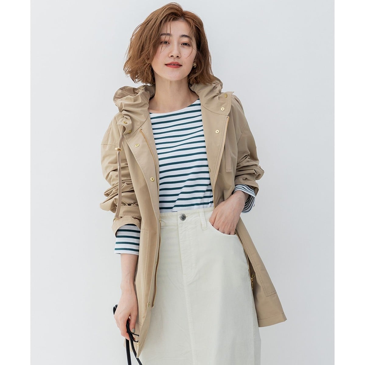 洗える/撥水加工】ブライトウェザークロス フーテッド アウター | 23区