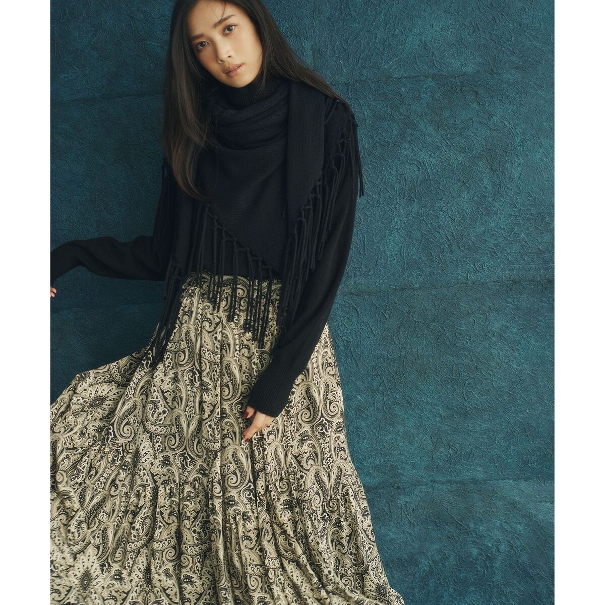 新品未使用✨23区 フレンチペイズリーデシン ティアードスカート 杏さん着用/洗える】フレンチペイズリーデシン ティアード