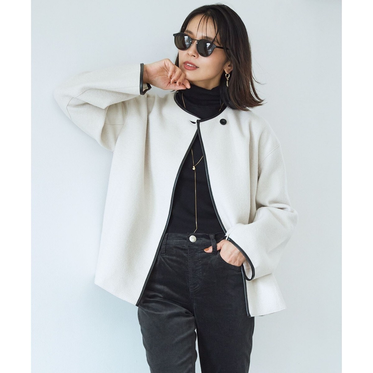 コンプレストパイル ノーカラー アウター | 23区(23KU) | マルイウェブ