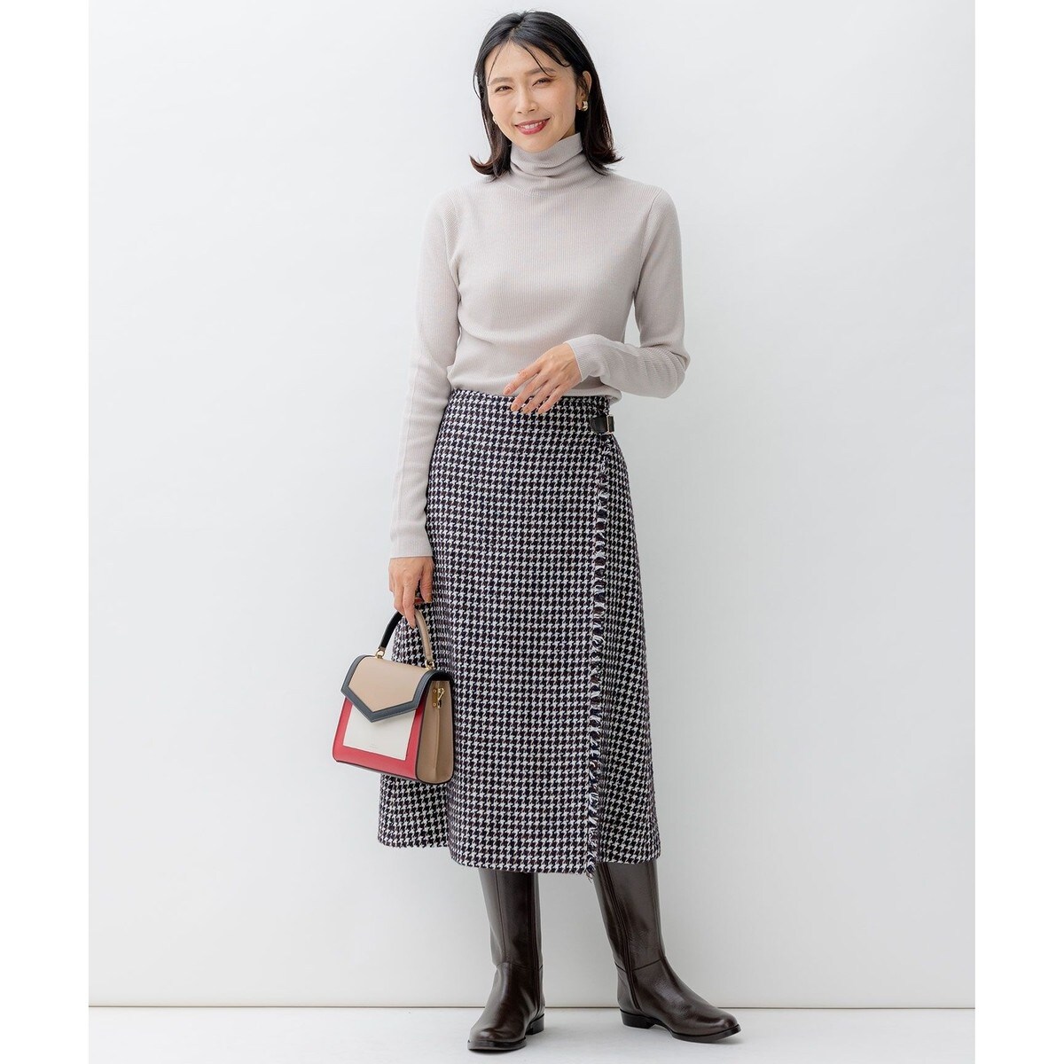 【新品】❦ 23区 チェックツイード ラップ風スカート 32サイズ チェックツイード ラップ風 スカート | 23区(23KU) | マルイウェブチャネル