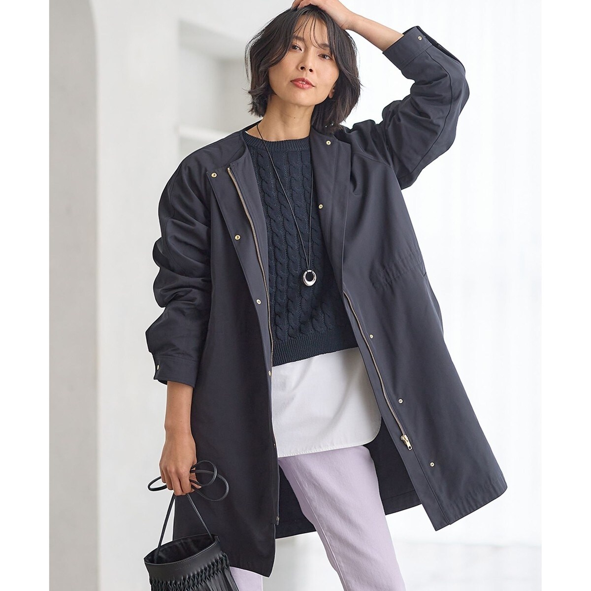 撥水加工】ライトツイル ノーカラーコート | 23区(23KU