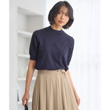 【Oggi4月号掲載/洗える】プレミアムビオコットン 半袖 ニット