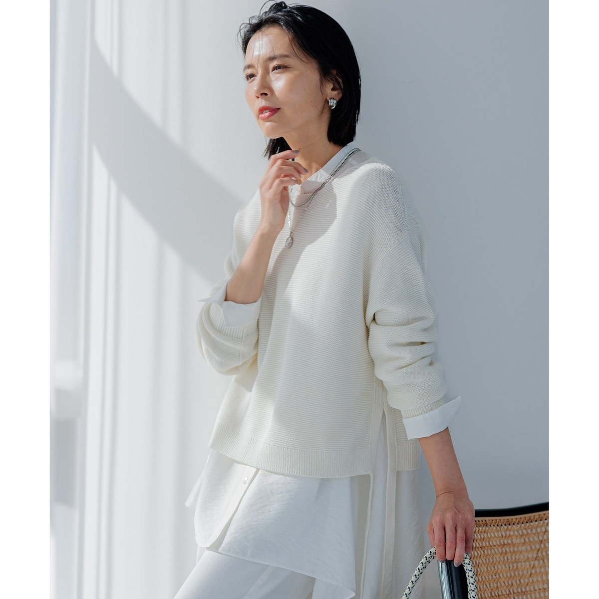 【23区　Oggi掲載】美品　 洗えるガータークロップド ニット Oggi4月号掲載/洗える】ガータークロップド ニット | 23区(23KU