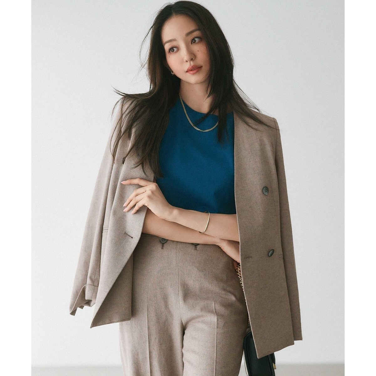 ツイード ノーカラージャケット GU公式 | ツイーディノーカラージャケットZ+X(セットアップ可能)