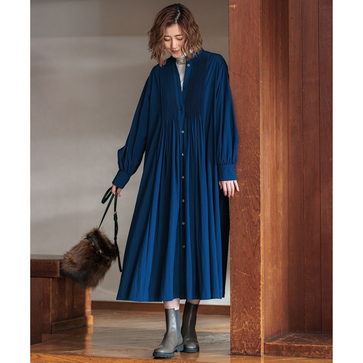 新色追加/洗える】ヴィンテージライトタフタ ブザム ワンピース | 23区