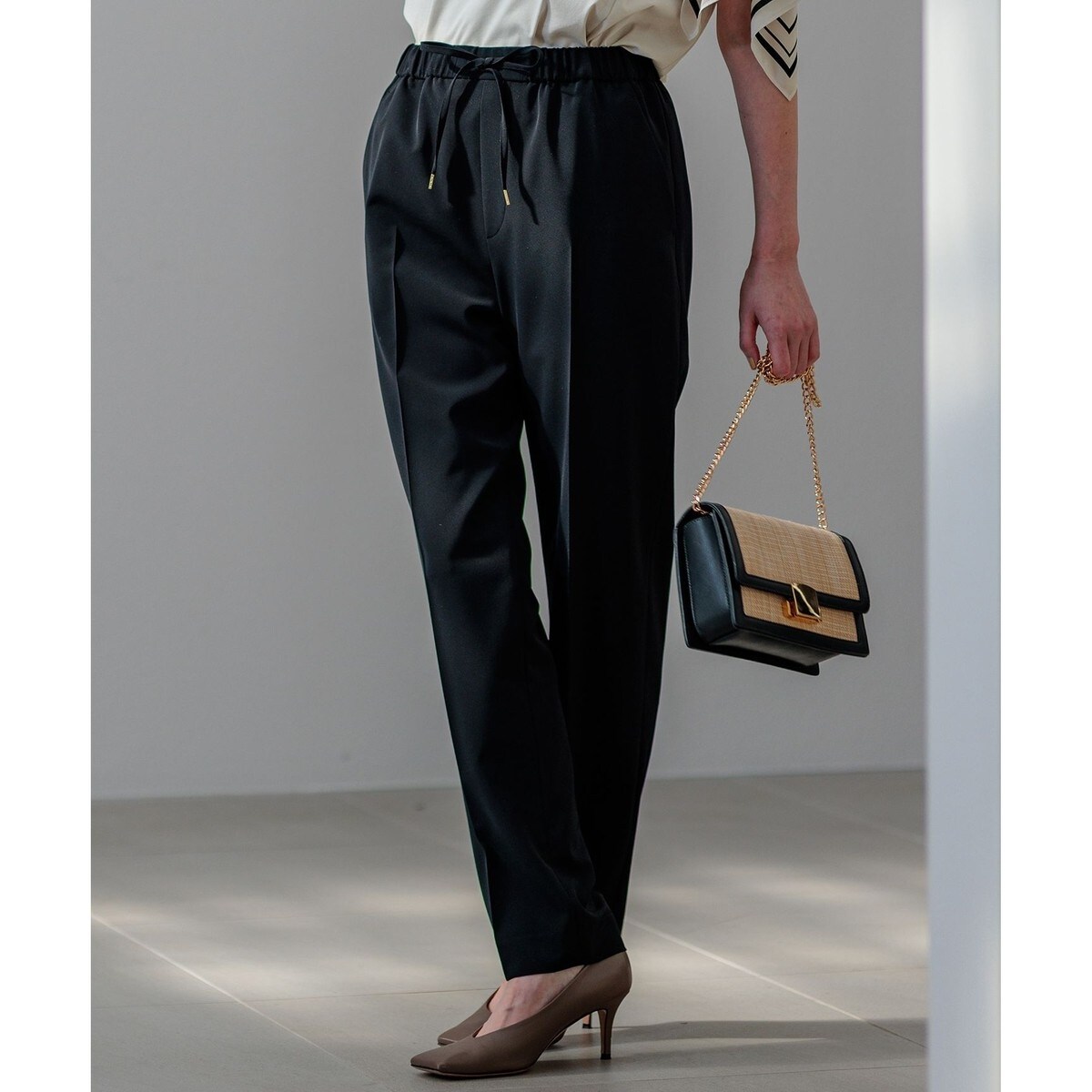 美品 23区 シルクネップツイード ガウチョパンツ ワイドパンツ 23区 パンツ シルクネップツイード ガウチョパンツ レディース