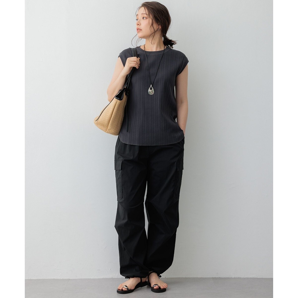 SLOW/好評につき新色追加】ミリタリーストレッチタフタ カーゴパンツ