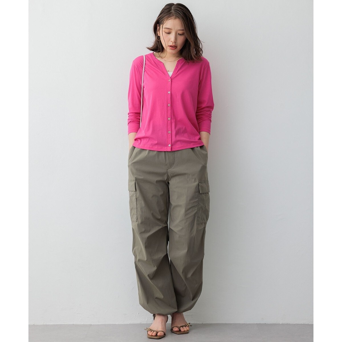 SLOW/好評につき新色追加】ミリタリーストレッチタフタ カーゴパンツ