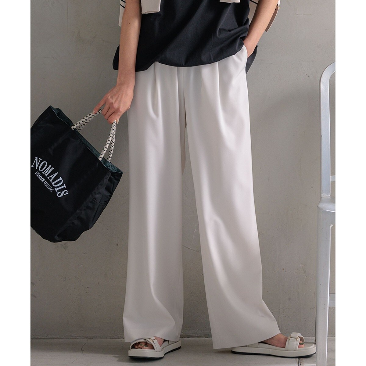 【洗える】2WAYストレッチツイル ワイドパンツ