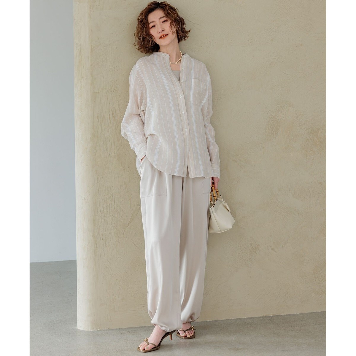 美品✨23区　LIBECO　バンドカラー　リネンシャツ　ゆったり　オーバーサイズ 洗える】LIBECO バンドカラー シャツ | 23区(23KU) | マルイ