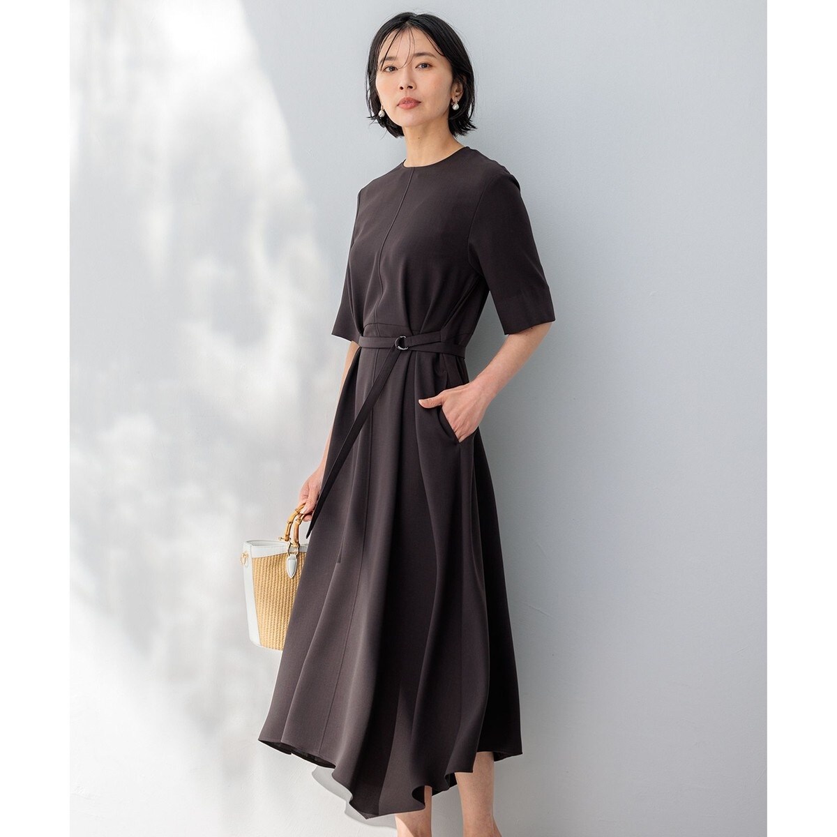 23区　【洗える】ALBINIコーコラン タックスリーブ ワンピース　新品未使用 23区｜【洗える】ALBINIコーコラン タックスリーブ ワンピース