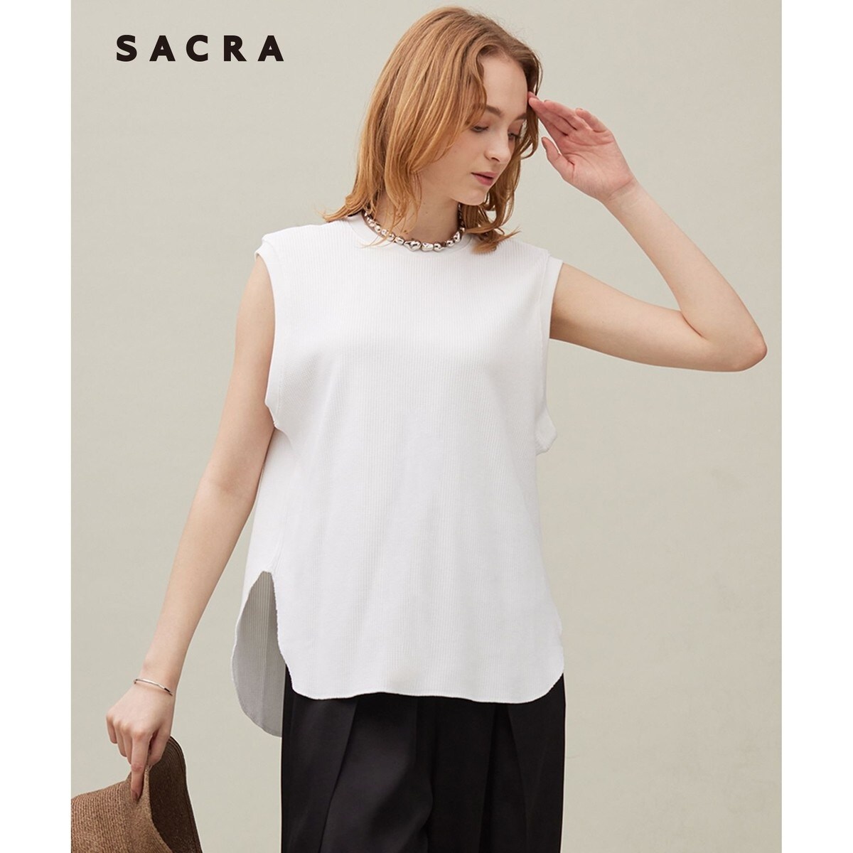 サクラ 【SACRA】フォールデッドラインカットソー EPOCA 限定 SACRA】フォールデッドライン ロゴカットソー | 23区(23KU
