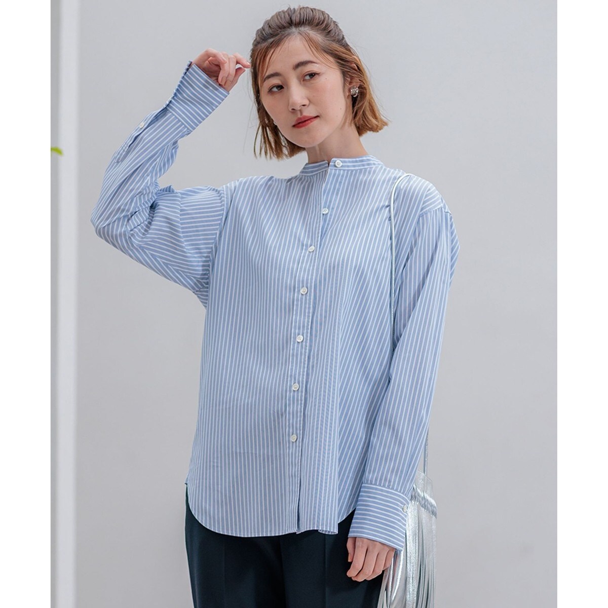 【未使用】LIBECOリネン タック デザイン シャツ 洗える】LIBECOリネン タック デザイン シャツ｜ニジュウサンク