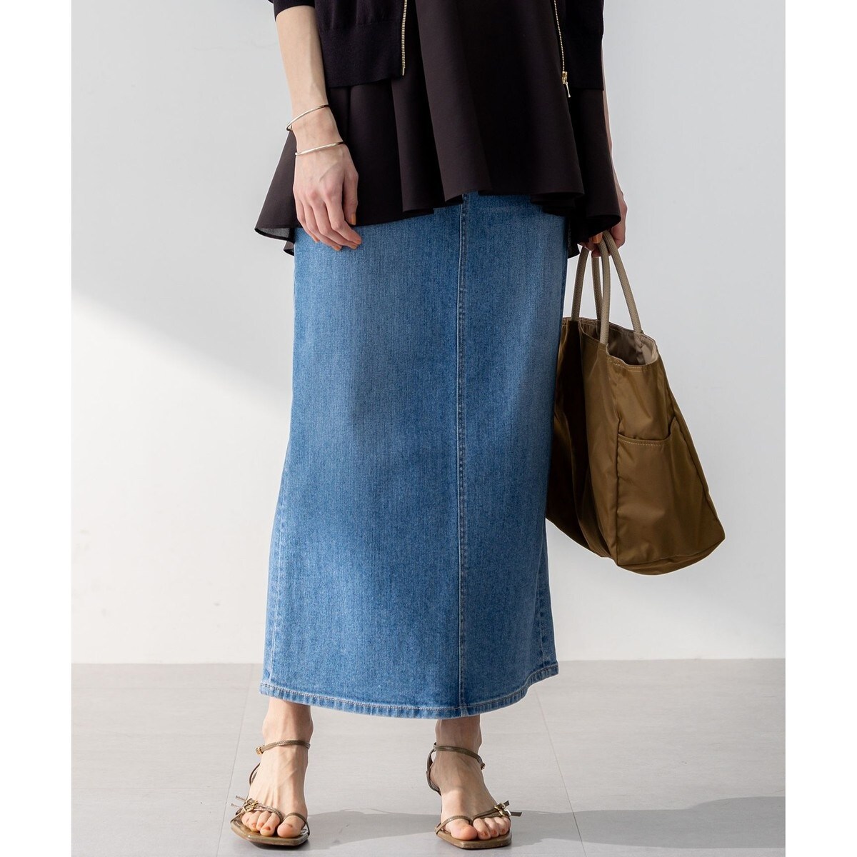 洗える】23区DENIM ベルベットストレッチ Aライン スカート | 23区