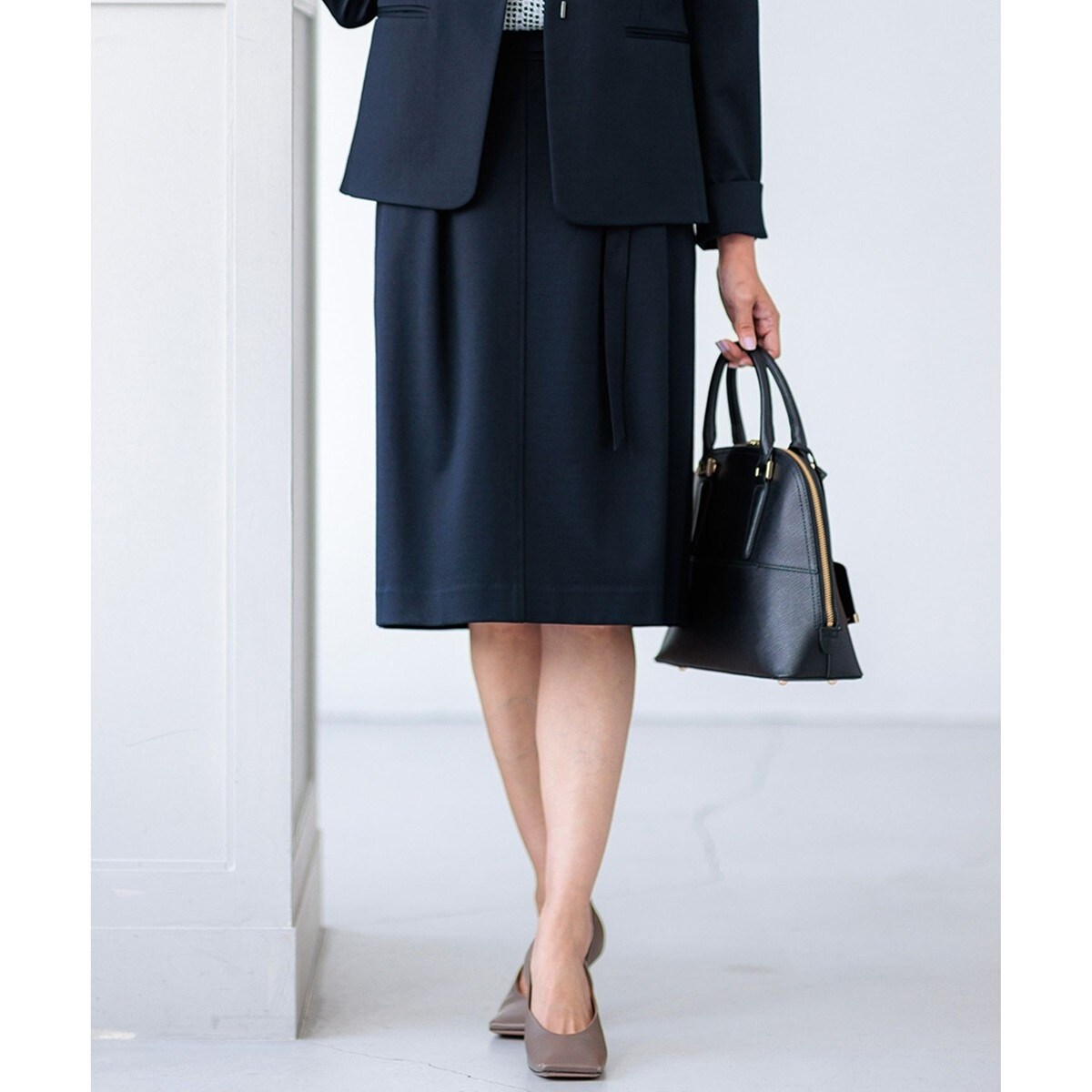 洗える／ふんわり軽やか】フレンチリネンタックギャザースカート