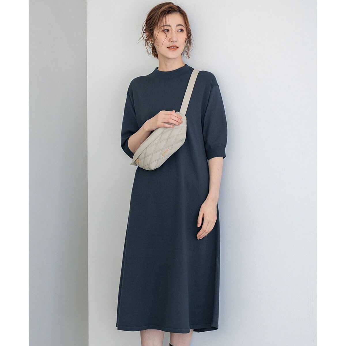 any SiS 【洗える】バイカラーデザインニット ワンピース ネイビー　M 洗える】バイカラーデザインニット ワンピース / ANY SIS